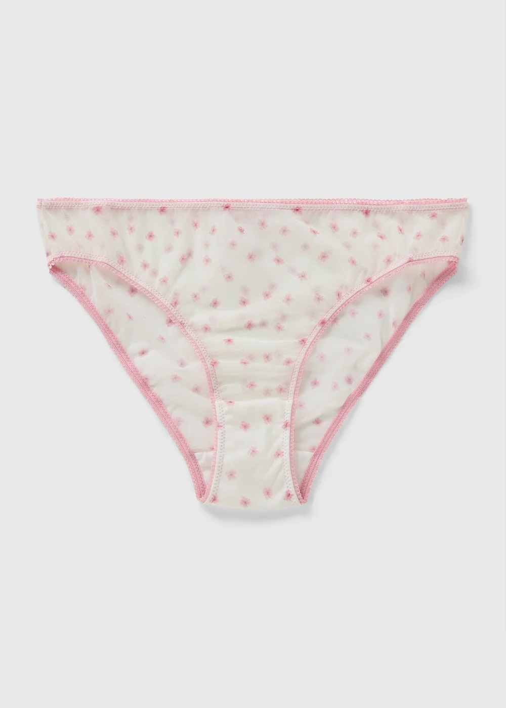 Cream Floral Print Mesh Knickers - S Image 1