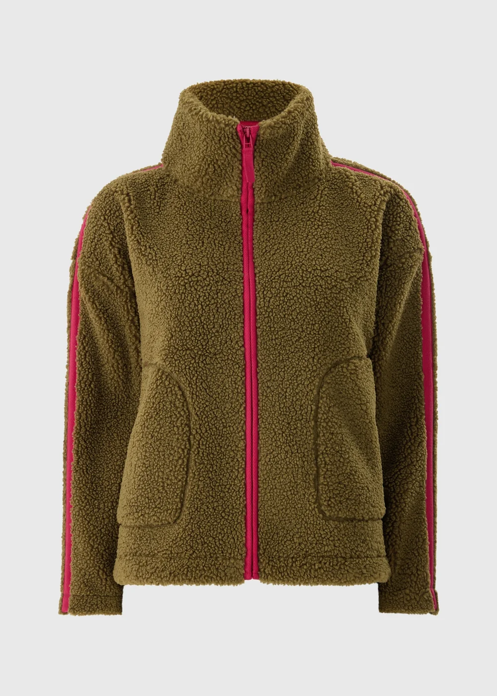 Souluxe Khaki Contrast Borg Jacket - S Image 3