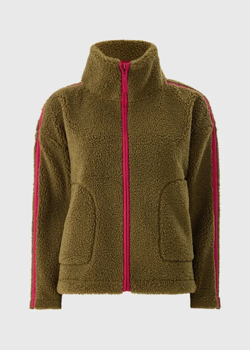 Souluxe Khaki Contrast Borg Jacket - S Image 3