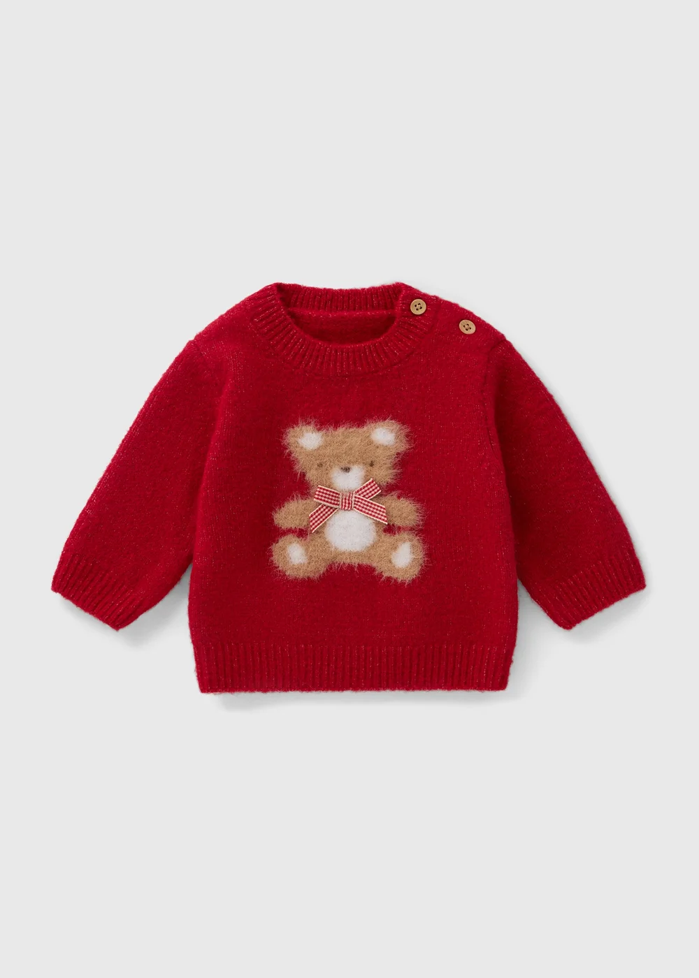 Baby Red Bear Bow Jumper (Newborn-23mths) - 0-3 months Image 1
