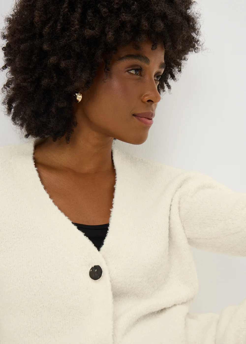 Papaya Petite Cream Boucle Cardigan - M Image 2