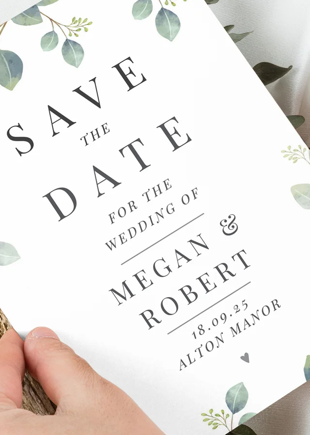 Personalised Memento Company Botanical Wedding Save the Dates Pack of 36