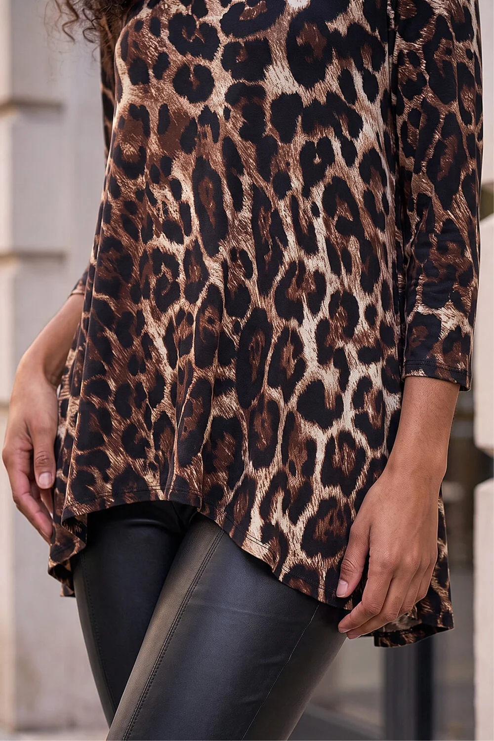 Roman Natural Stretch Textured Animal Print Tunic - 12 Image 4