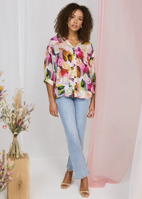 Izabel London Blue Floral Pocket Patch Straight Fit Jeans - 8 Image 1