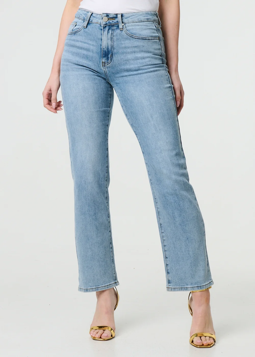 Izabel London Blue Floral Pocket Patch Straight Fit Jeans - 8 Image 4