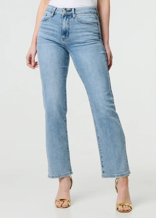 Izabel London Blue Floral Pocket Patch Straight Fit Jeans - 8 Image 4