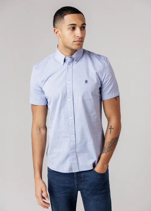 French Connection Navy Cotton Short Sleeve Oxford Shirt - S Image 1
