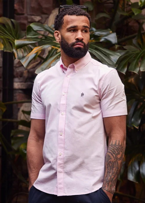 French Connection Pink Cotton Short Sleeve Oxford Shirt - L Image 1