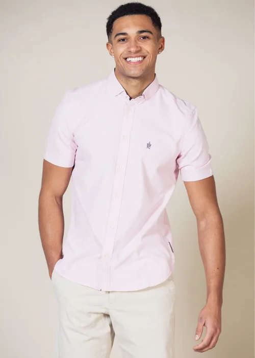 French Connection Pink Cotton Short Sleeve Oxford Shirt - L Image 3