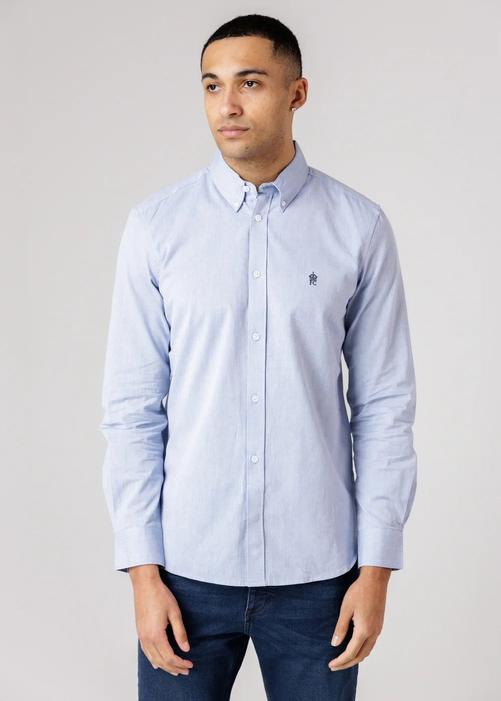 French Connection Blue Cotton Long Sleeve Oxford Shirt - S Image 1