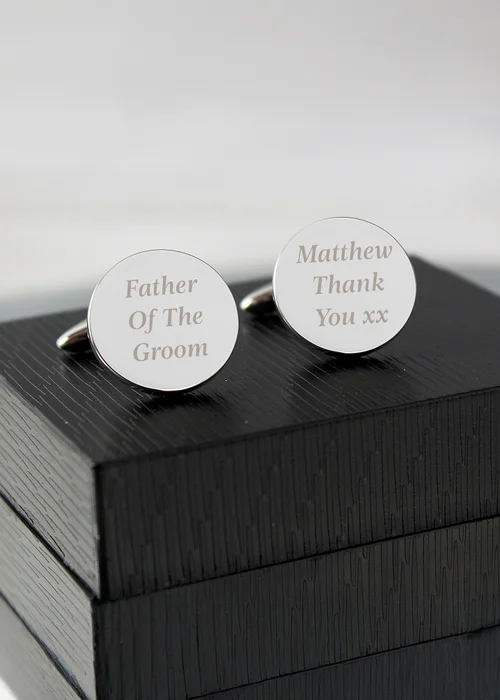 Personalised Memento Company Round Cufflinks - One Size Image 1