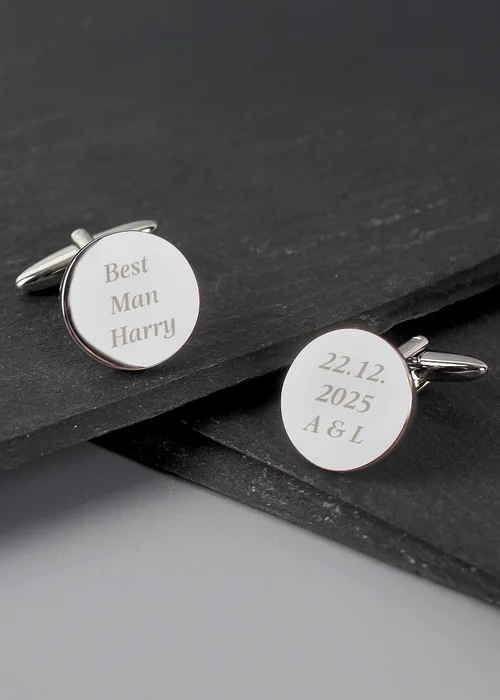 Personalised Memento Company Round Cufflinks - One Size Image 3