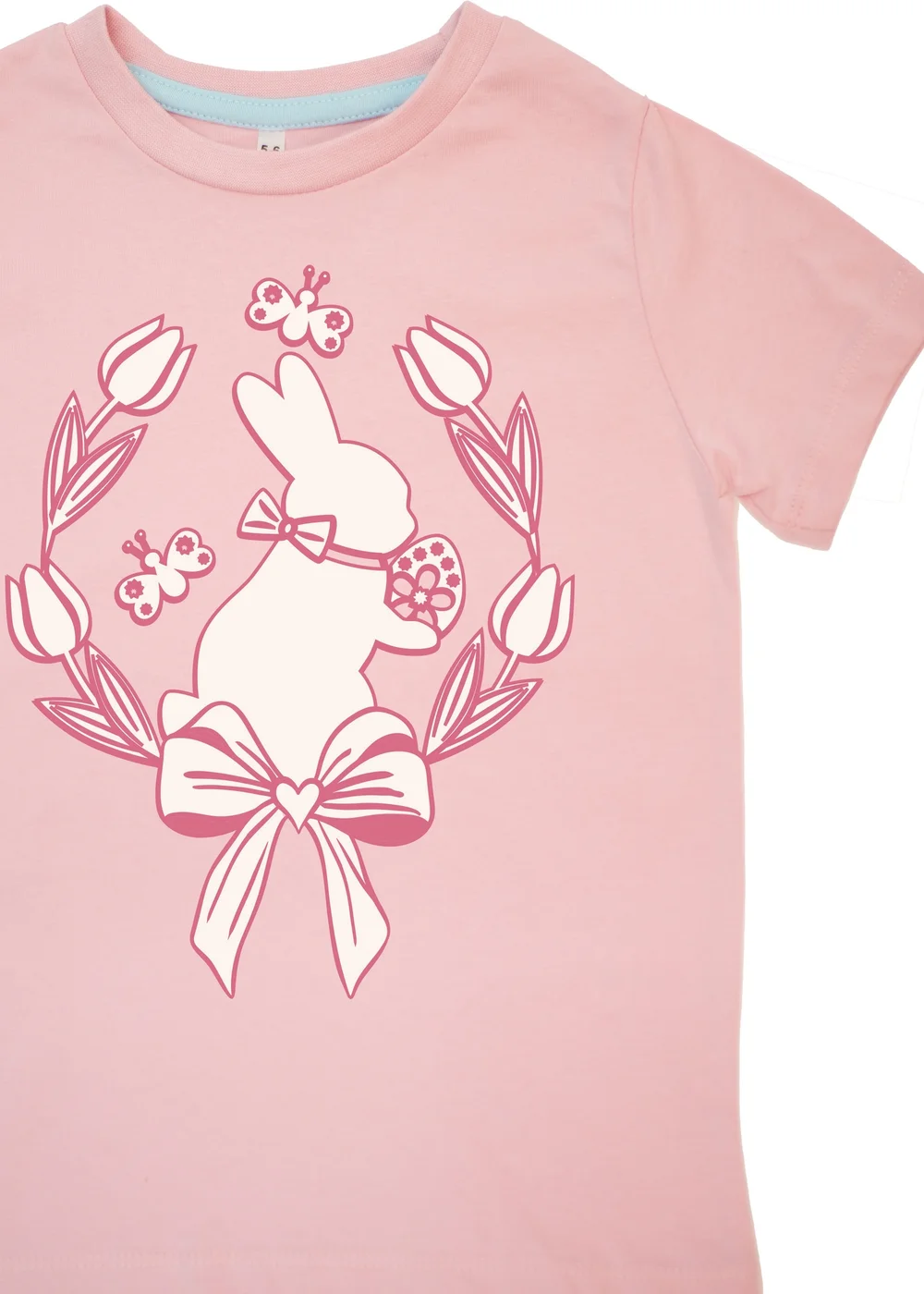 Brands In Easter Bunny Wreath Girls Pink Hearts Pyjamas (3-8 Years) - Age 3-4 Years Image 2