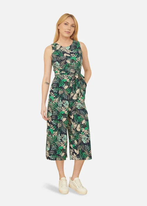 Yumi Navy Leaf Culotte Jumpsuit - 14 Image 2
