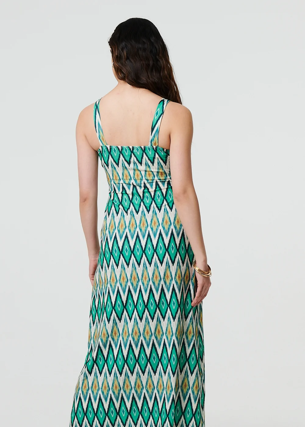 Izabel London Green Abstract Print Sleeveless V-Neck Maxi Dress - 8 Image 4