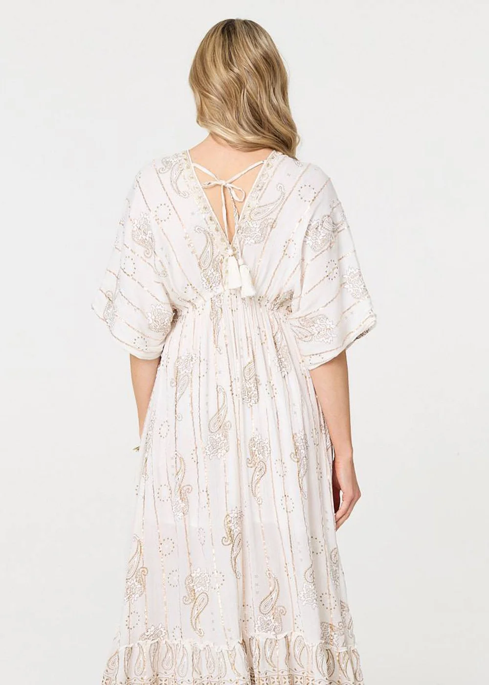 Izabel London White Embellished Kimono Sleeve Maxi Dress - 8 Image 4