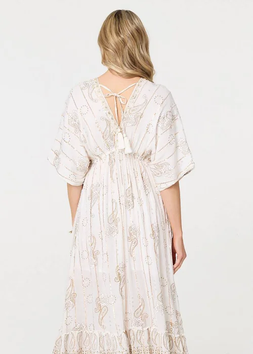 Izabel London White Embellished Kimono Sleeve Maxi Dress - 8 Image 4