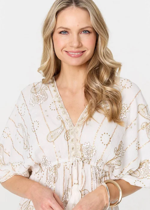 Izabel London White Embellished Kimono Sleeve Maxi Dress - 8 Image 3