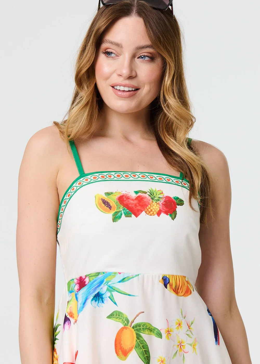 Izabel London Green Border Print Cami Strap Midi Dress - 8 Image 5