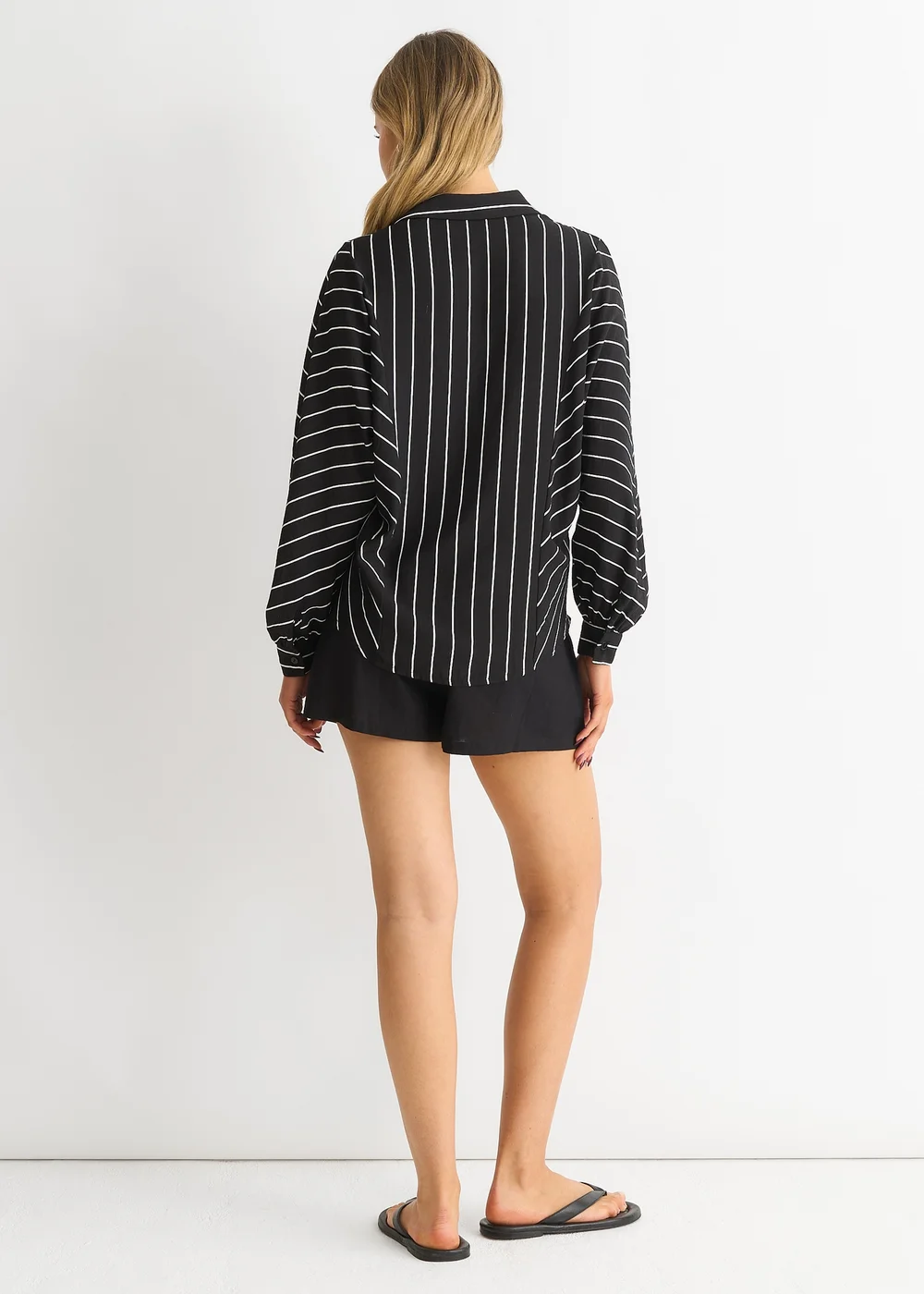 Gini London Black Long Sleeve Batwing Stripe Shirt - 10 Image 2