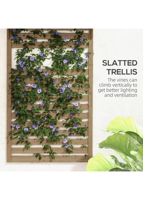 Outsunny Wall Mounted Plant Stands Set of 2 with Shelves and Slatted Trellis - One Size Image 5