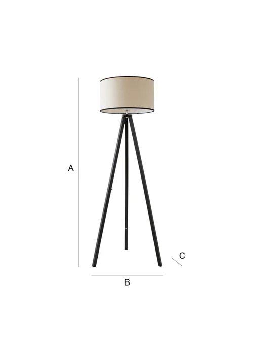 ValueLights Barbro Tripod Wood Black Floor Lamp with Large Drum Trim Shade - One Size Image 6