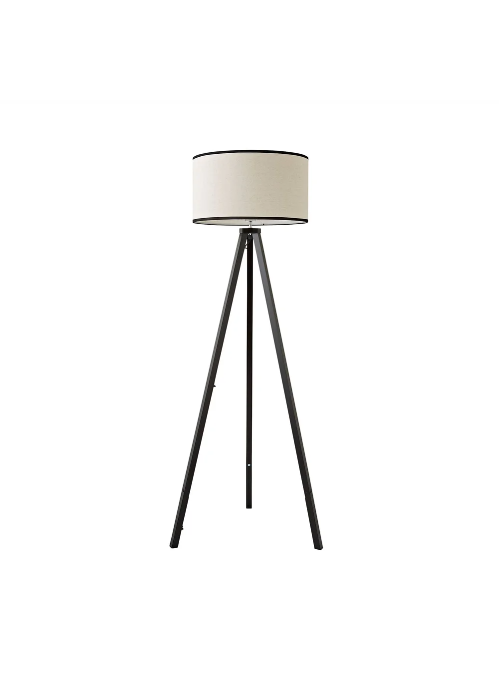 ValueLights Barbro Tripod Wood Black Floor Lamp with Large Drum Trim Shade - One Size Image 2