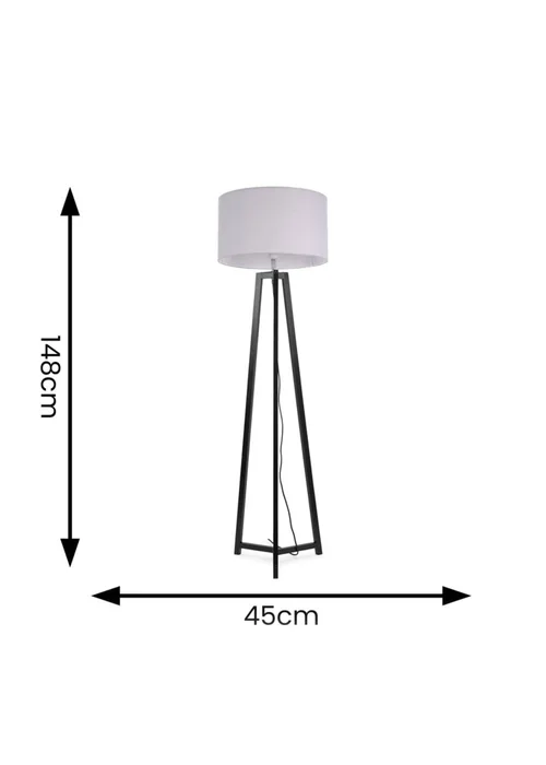 ValueLights Lottie Painted Black Floor Lamp with Large Drum Shade - One Size Image 5