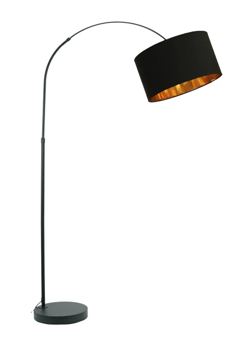 ValueLights Louis Matte Black Floor Lamp with Large Drum Shade - One Size Image 2