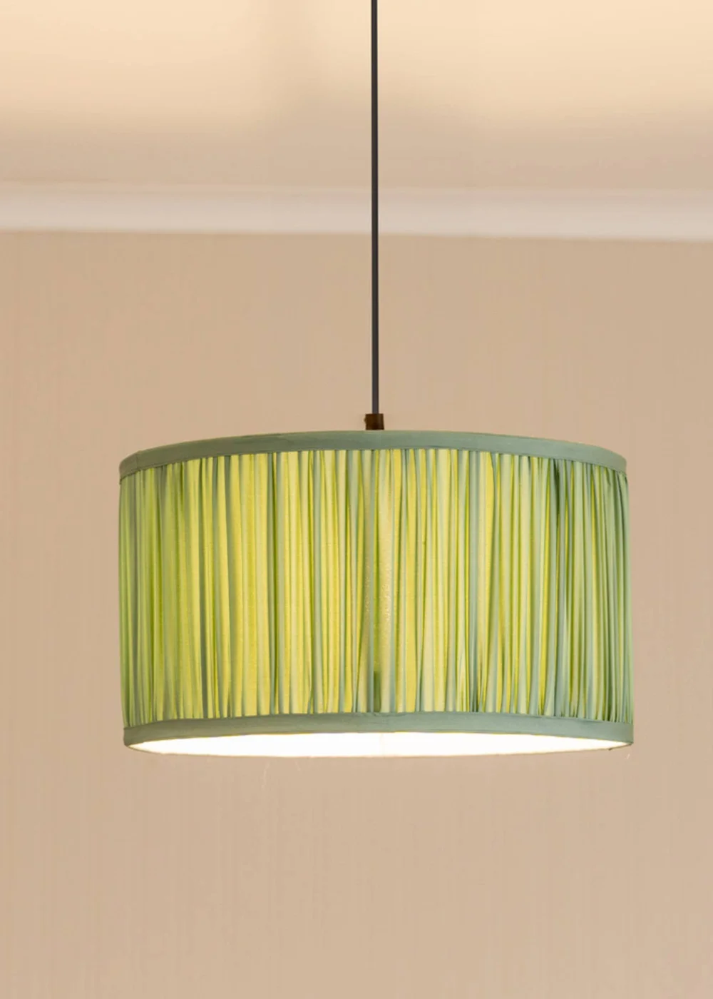 ValueLights Large Jess Fabric Faux Silk Green Drum Ceiling Pendant Shade - S Image 2