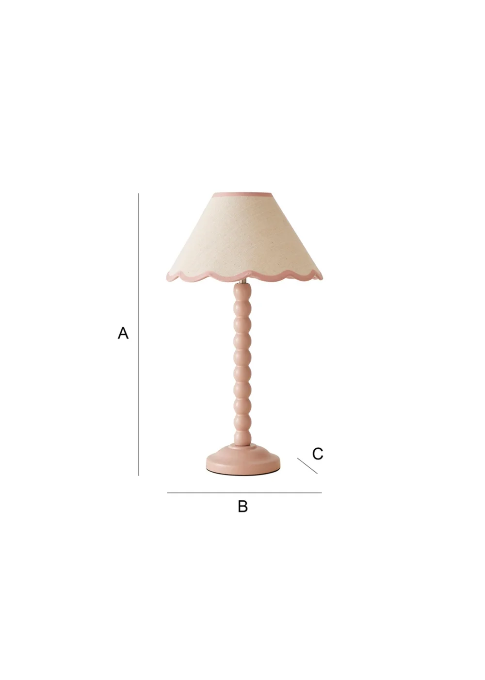 ValueLights Bobbles Painted Pink Table Lamp with Small Tapered Shade - One Size Image 6