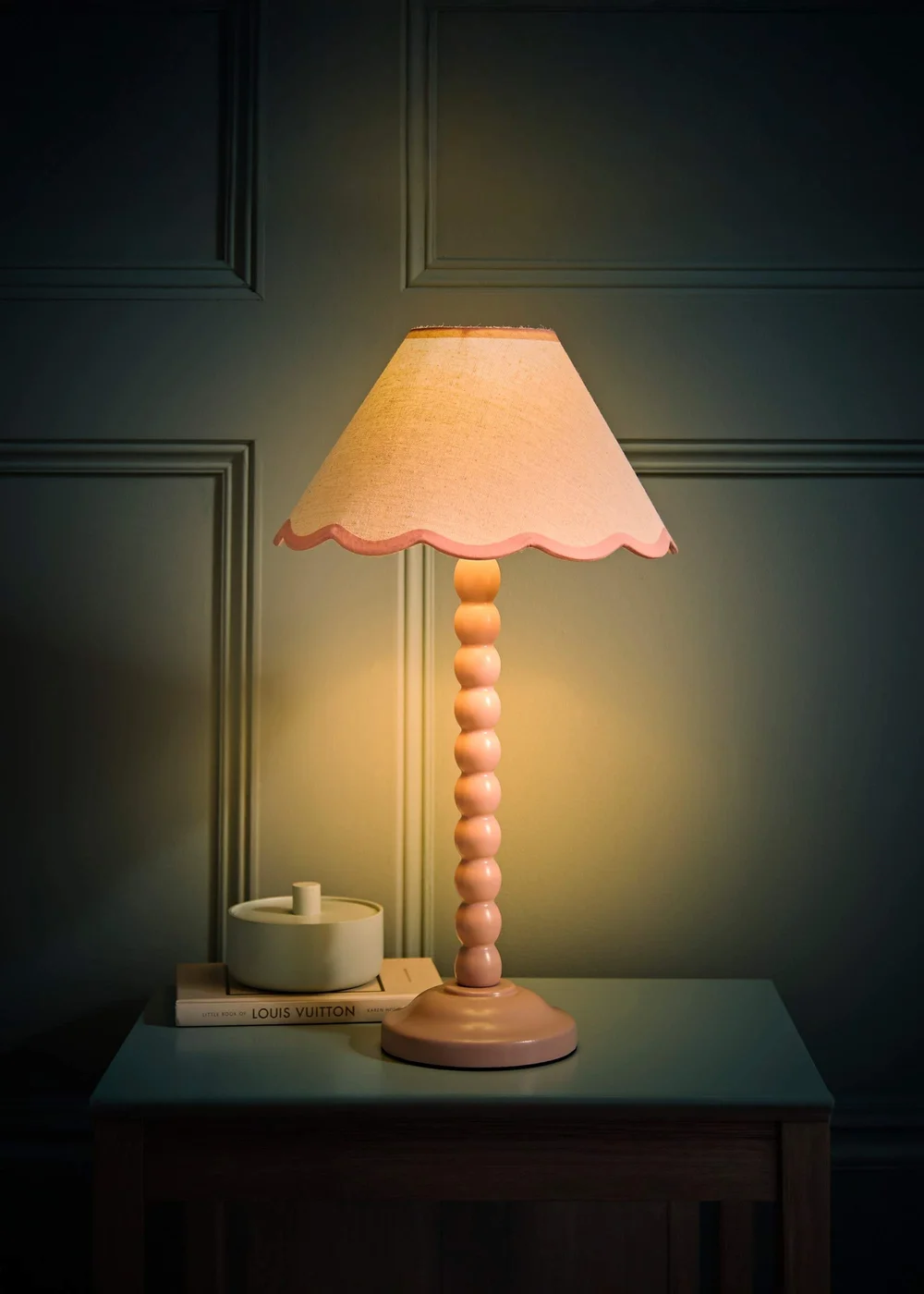ValueLights Bobbles Painted Pink Table Lamp with Small Tapered Shade - One Size Image 3