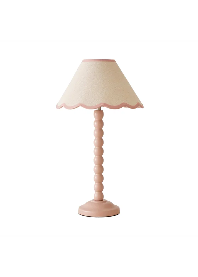 ValueLights Bobbles Painted Pink Table Lamp with Small Tapered Shade