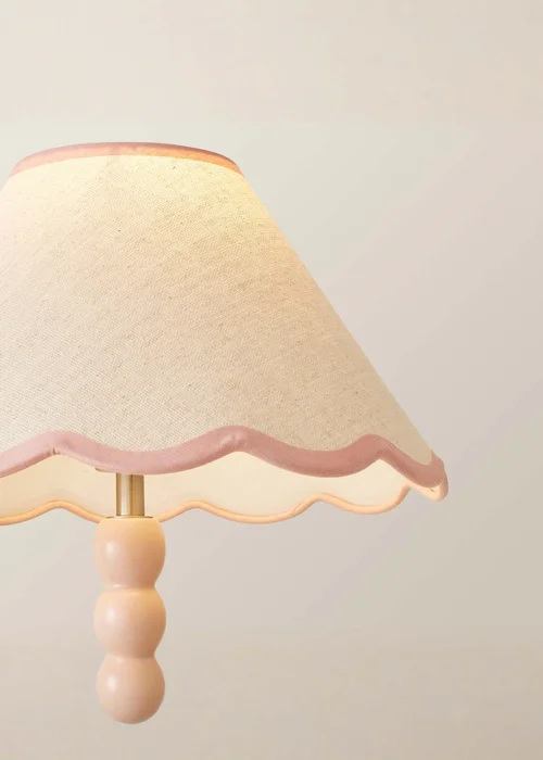 ValueLights Bobbles Painted Pink Table Lamp with Small Tapered Shade - One Size Image 4