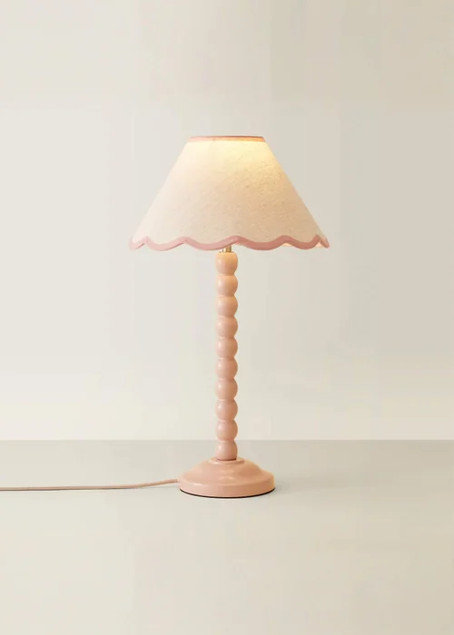 ValueLights Bobbles Painted Pink Table Lamp with Small Tapered Shade - One Size Image 5