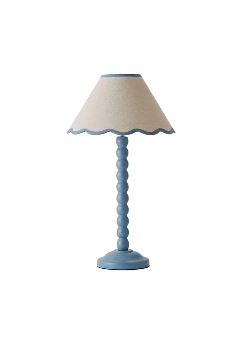 ValueLights Bobbles Painted Blue Table Lamp with Large Tapered Shade - One Size Image 2