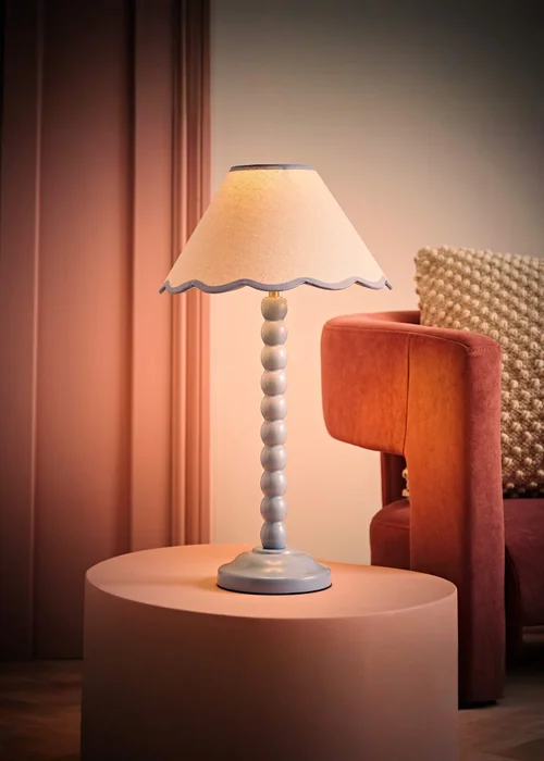 ValueLights Bobbles Painted Blue Table Lamp with Large Tapered Shade - One Size Image 3