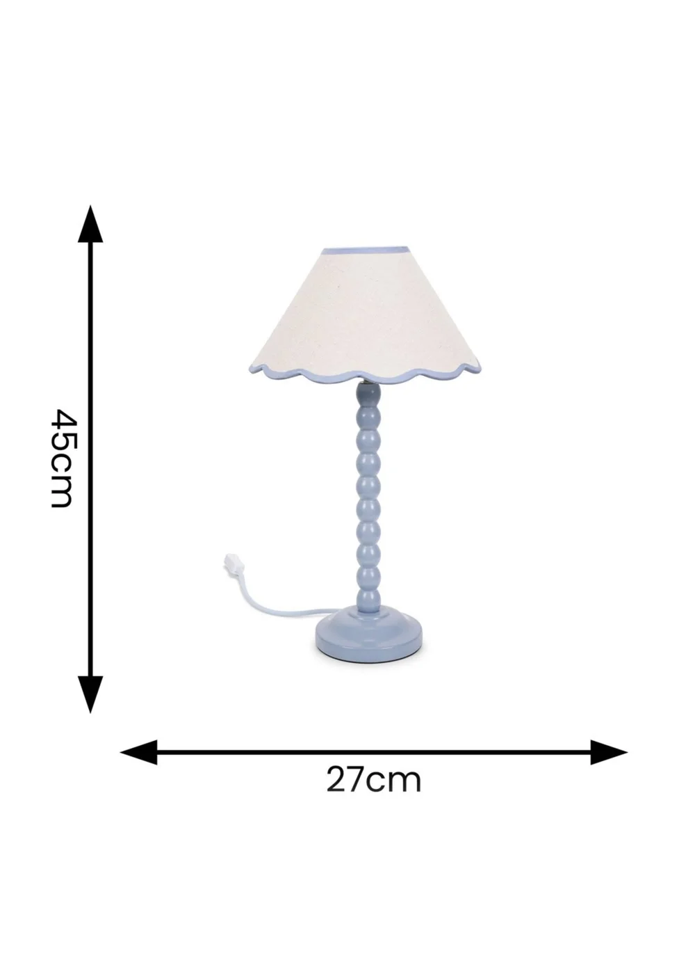 ValueLights Bobbles Painted Blue Table Lamp with Large Tapered Shade - One Size Image 6