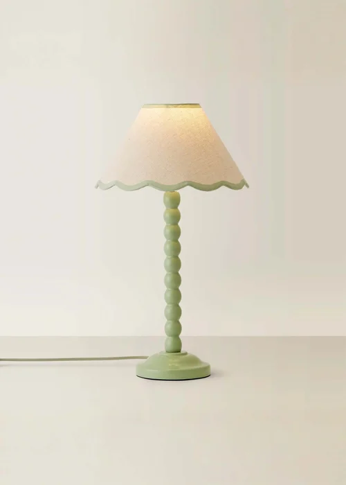ValueLights Bobbles Painted Green Table Lamp with Small Tapered Shade - One Size Image 5