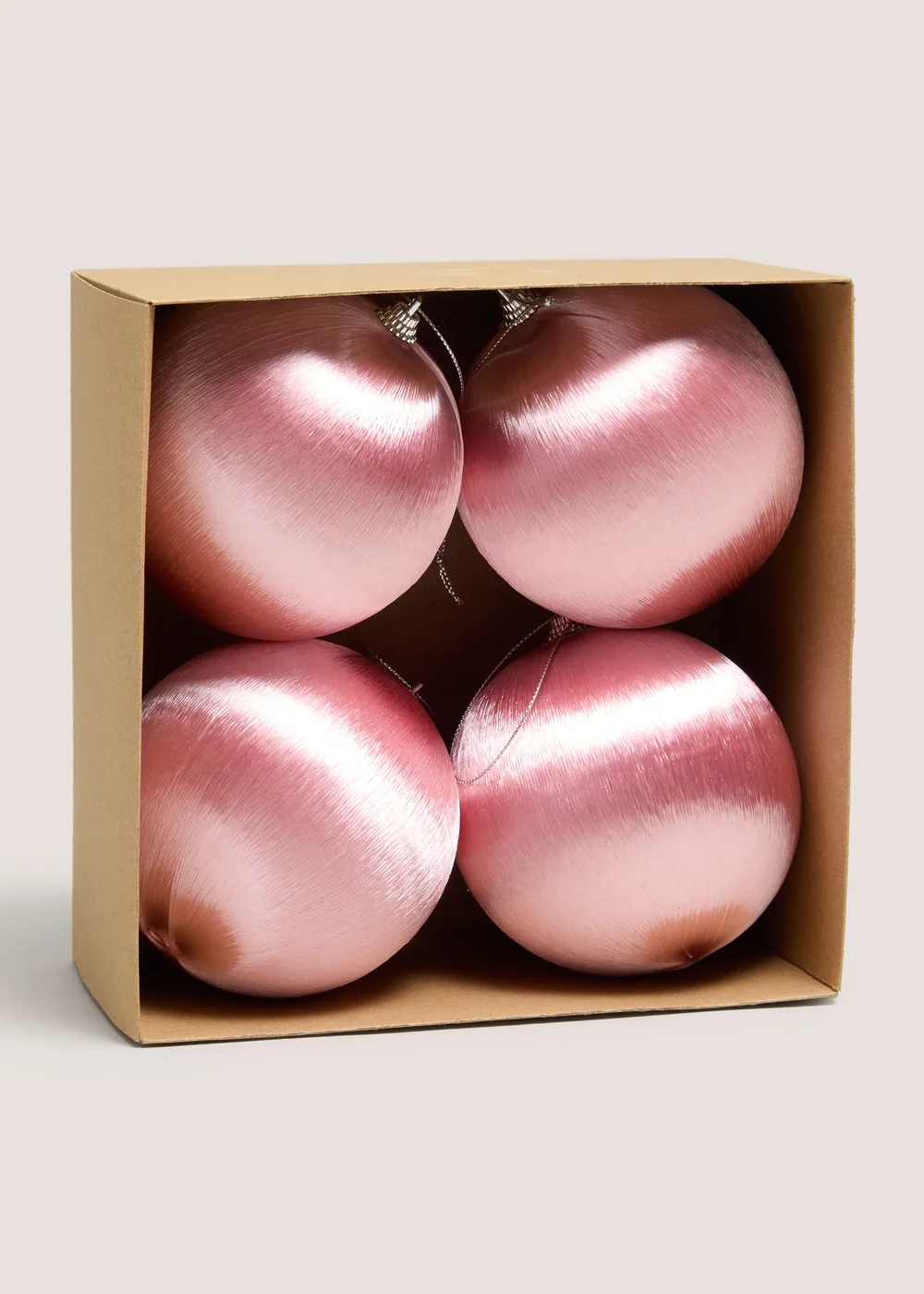 4 Pack Pink Satin Baubles Image 1