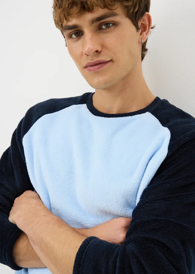 Blue Fleece Raglan Pyjama Set