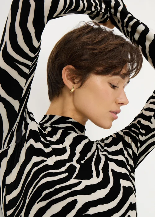 Black Mono Zebra Supersoft Mini Dress - 8 Image 2