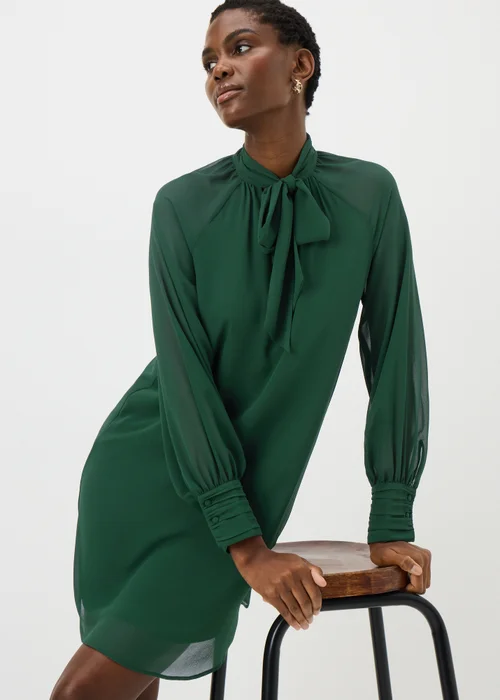 Green Tie Neck Mini Dress - 8 Image 1