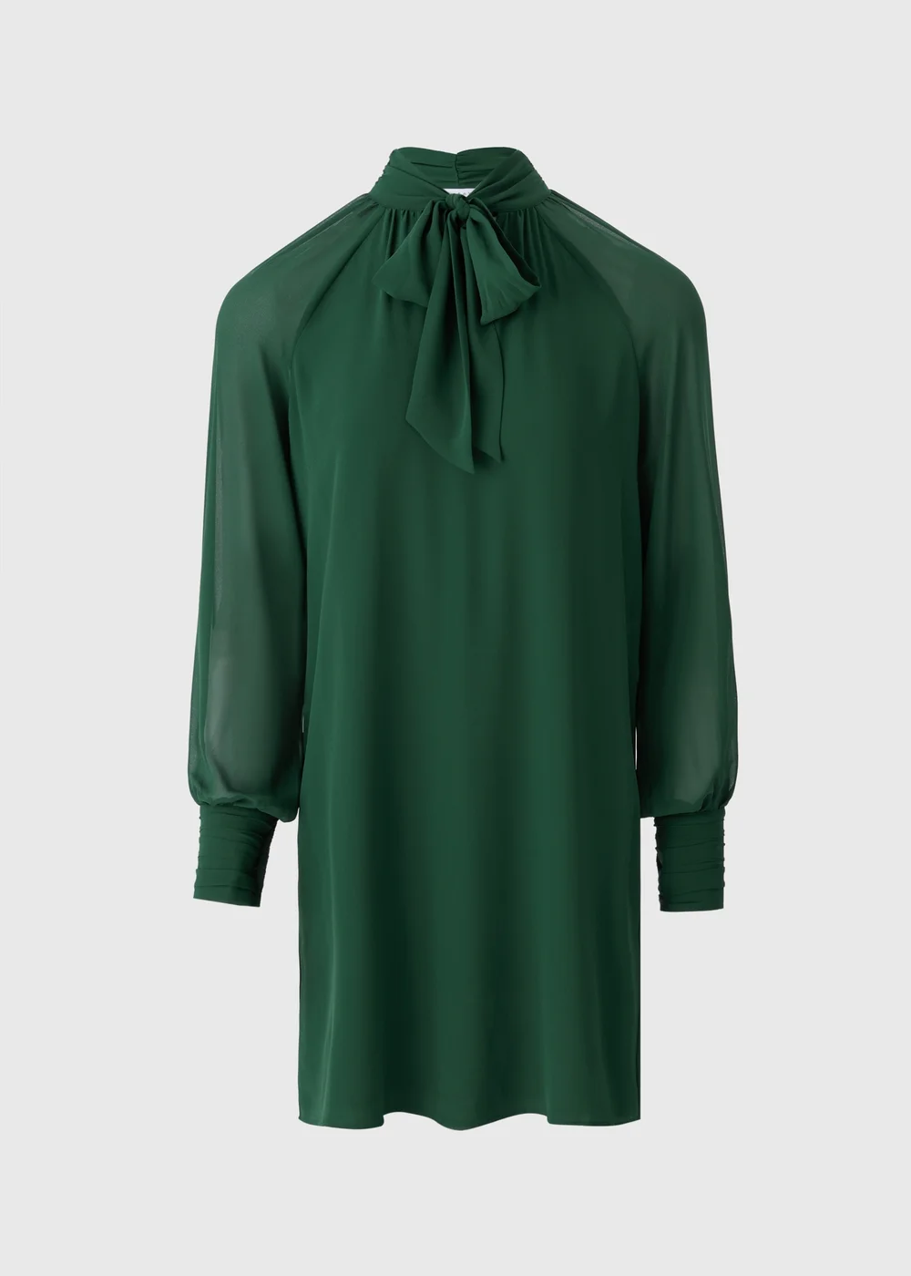 Green Tie Neck Mini Dress - 8 Image 2