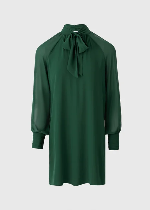 Green Tie Neck Mini Dress - 8 Image 2