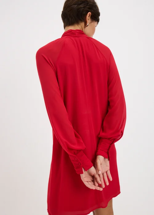 Red Tie Neck Mini Dress - 8 Image 3