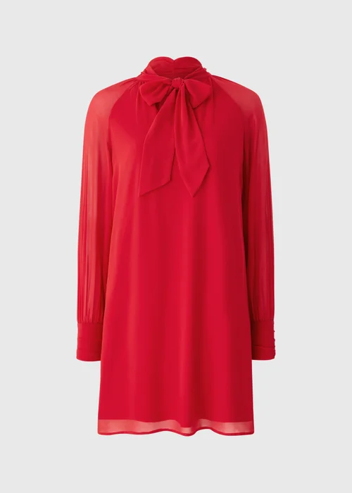 Red Tie Neck Mini Dress - 8 Image 4
