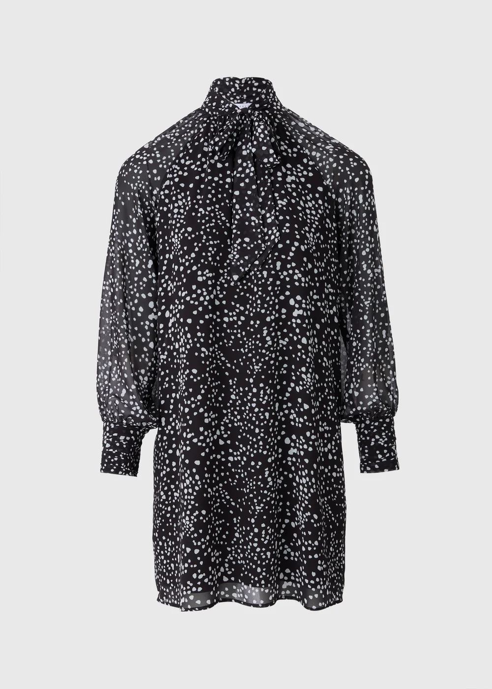 Black Spot Tie Neck Mini Dress - 8 Image 3
