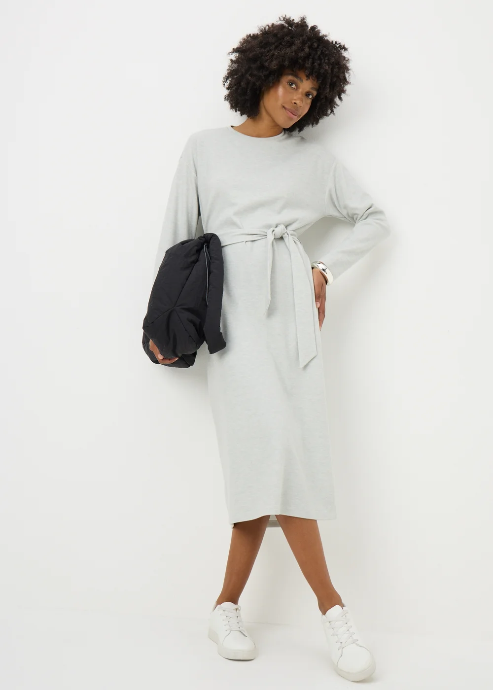 Grey Cosy Rib Belted Midi Dress - Size 8 | Matalan Grey Cosy Rib Belted Midi Dress - Size 8 | Matalan