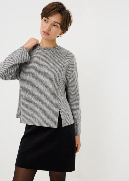 Grey Cutabout Textured Snit Top - Small Image 1
